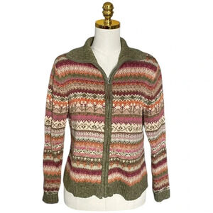 TIARA INTERNATIONAL | Vintage Zip Up Ramie  & Cotton Cardigan Sweater Size PM